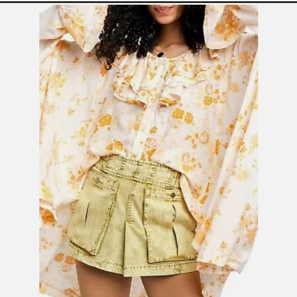 Free People Loretta Printed Tunic Top Tea Combo Size XS - Picture 2 of 6